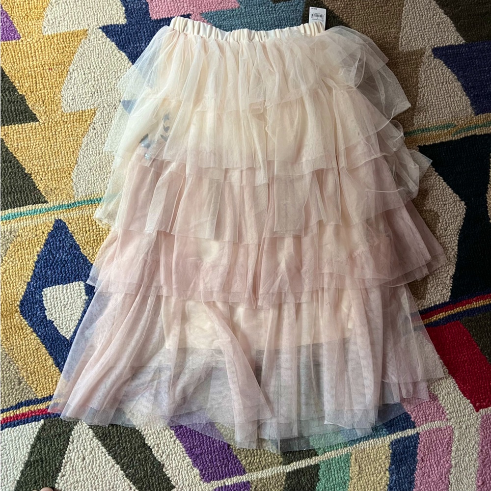 NWT “Wicked” Paul Tazewell Tier Tulle Skirt Lined Pink Silver Butterfly XS